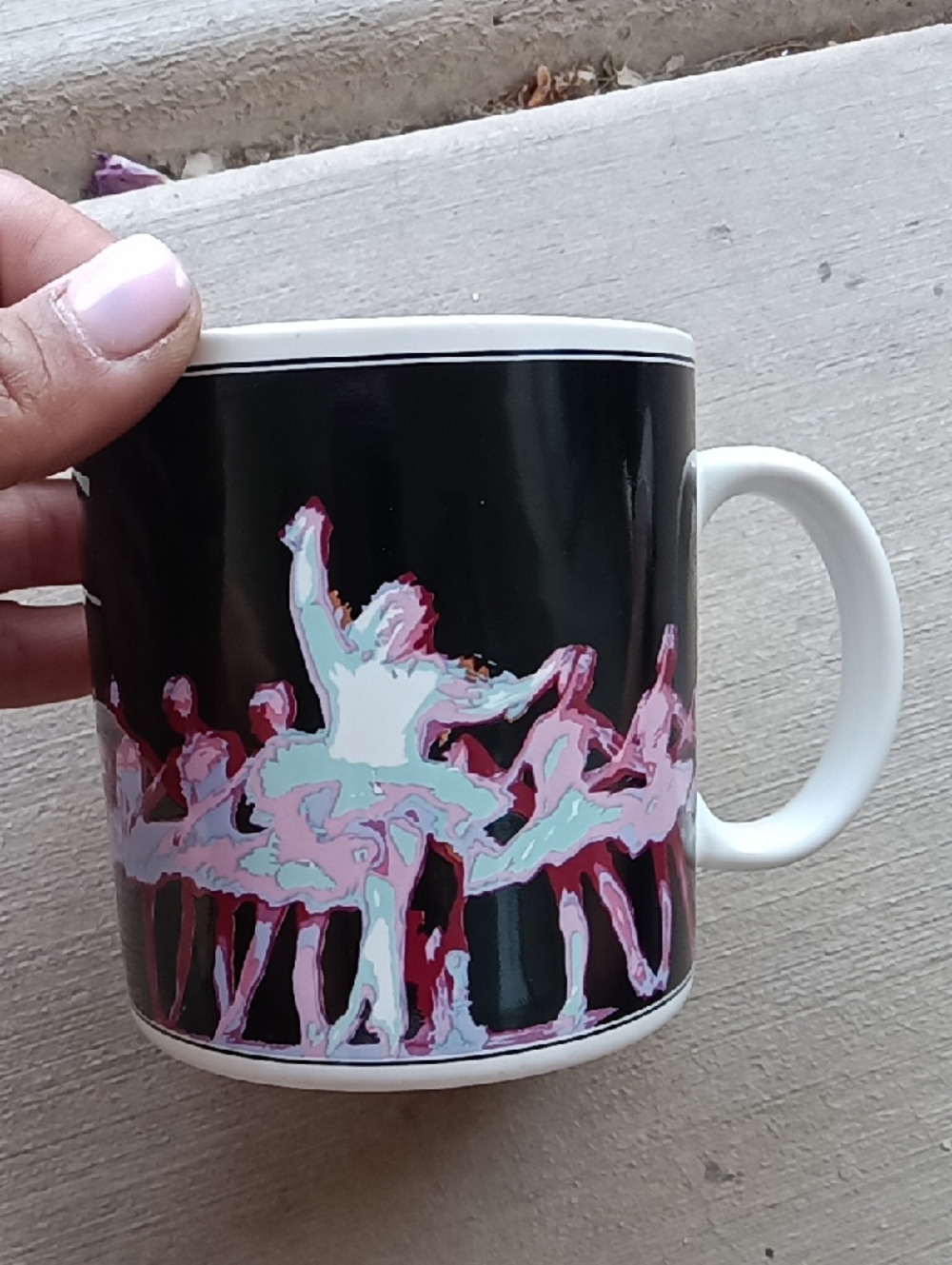 Ballet Dancers Art Mug - Black with Pink & Mint Design